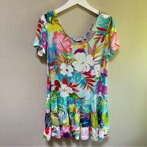 Jams World~Tiered Tropical Floral Wearable Art Hawaiian Hattie LUAU Dress~ sz XS